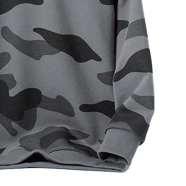 Boys Grey Camouflage Printed Cotton Pullover Sweatshirt