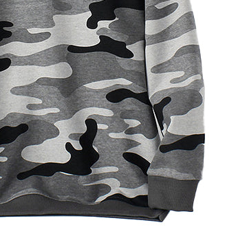 Boys Grey Camouflage Printed Cotton Pullover Sweatshirt