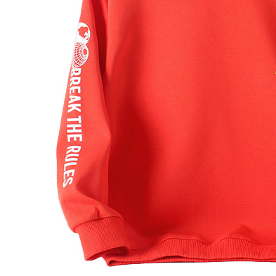 Boys Red Typography Printed Cotton Pullover Sweatshirt