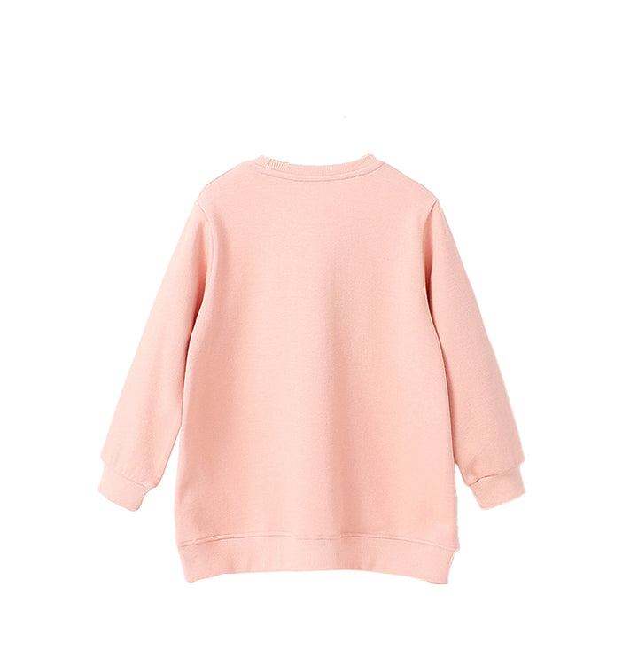 Girls Pink Typography Printed Cotton Sweatshirt