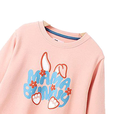 Girls Pink Typography Printed Cotton Sweatshirt