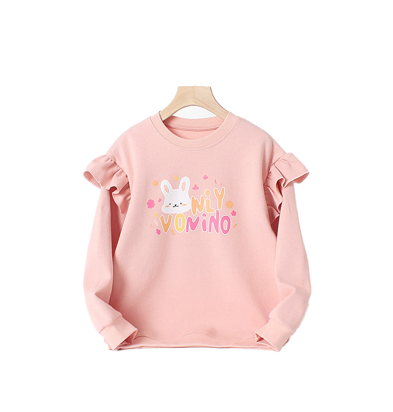 Girls Printed Cotton Pullover Sweatshirt