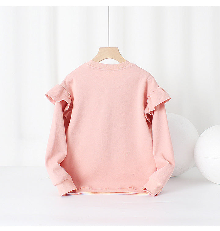 Girls Printed Cotton Pullover Sweatshirt