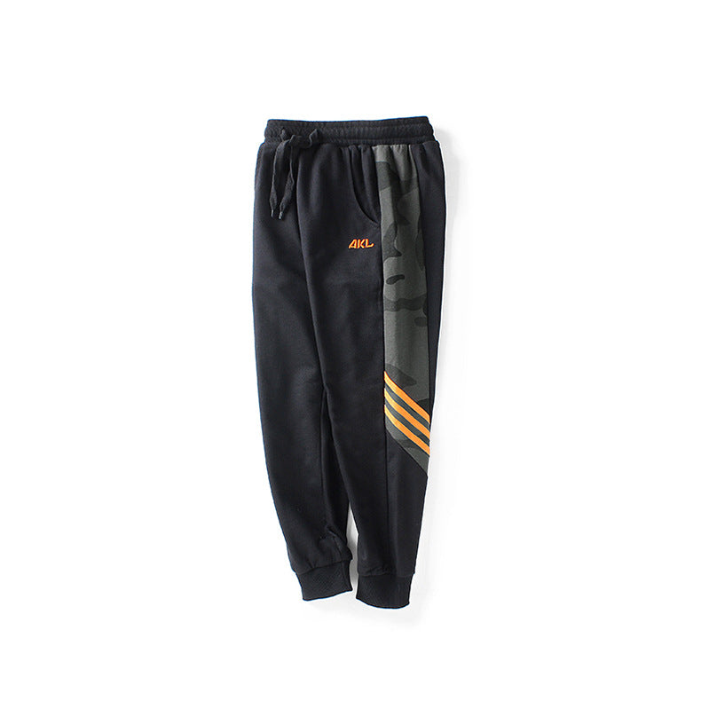Boys Black Camouflage Printed High-Rise Easy Wash Joggers