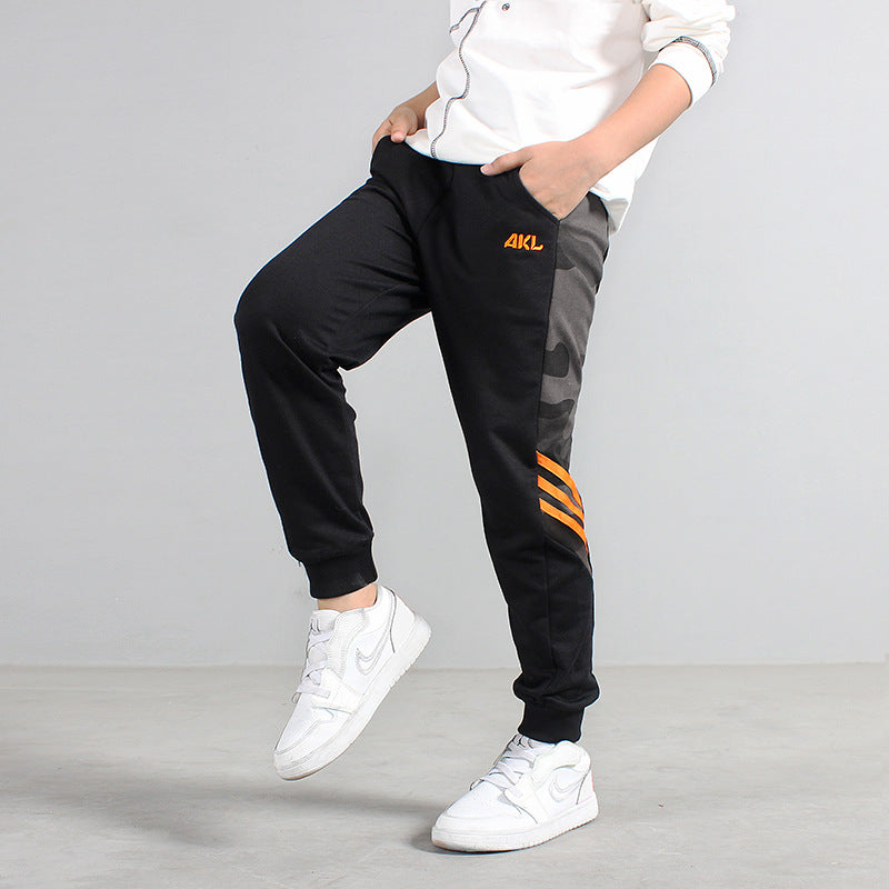 Boys Black Camouflage Printed High-Rise Easy Wash Joggers