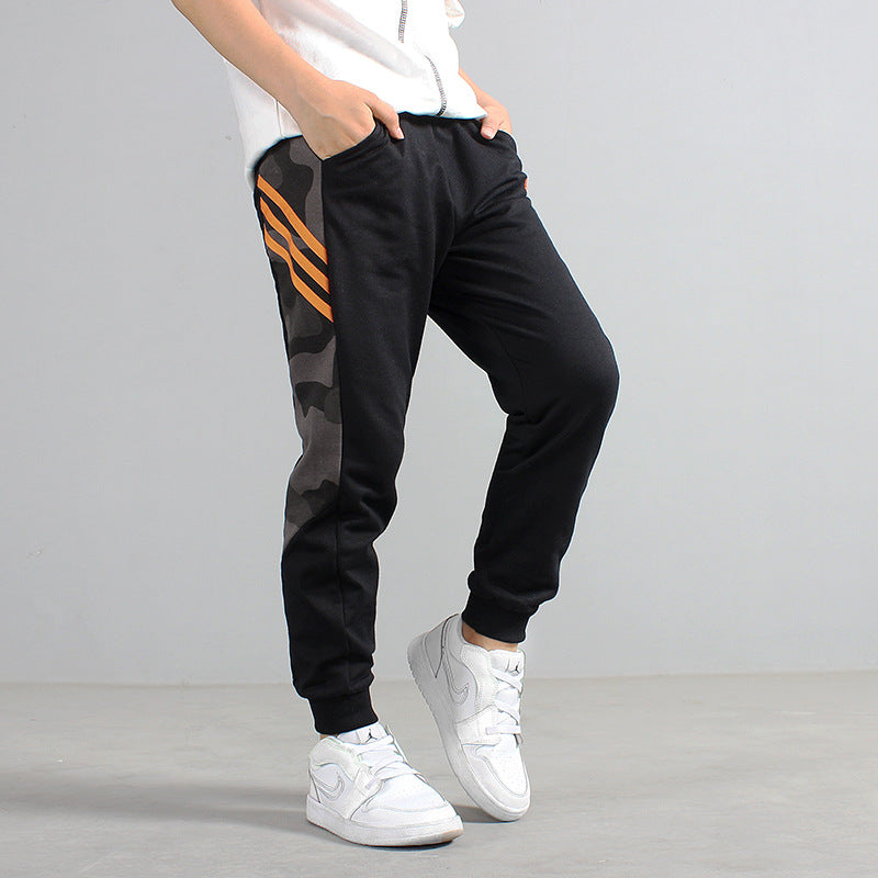 Boys Black Camouflage Printed High-Rise Easy Wash Joggers