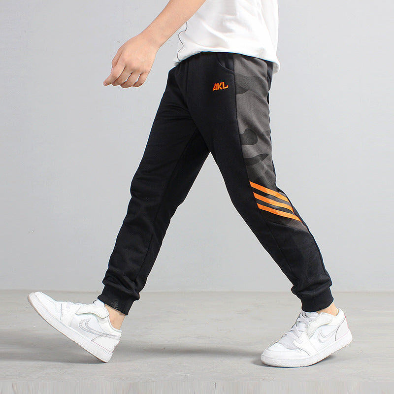 Boys Black Camouflage Printed High-Rise Easy Wash Joggers