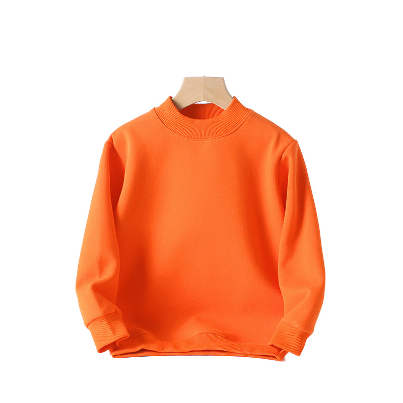 Girls Orange Cotton Pullover Sweatshirt