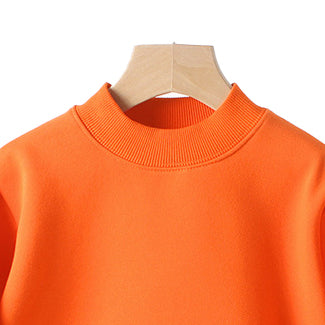 Girls Orange Cotton Pullover Sweatshirt