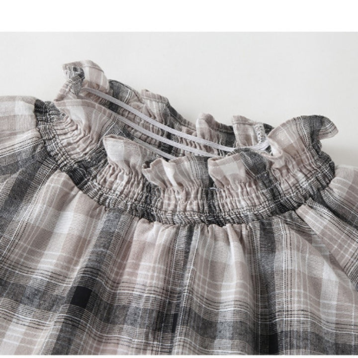 Girls Grey Checked Top With Skirt