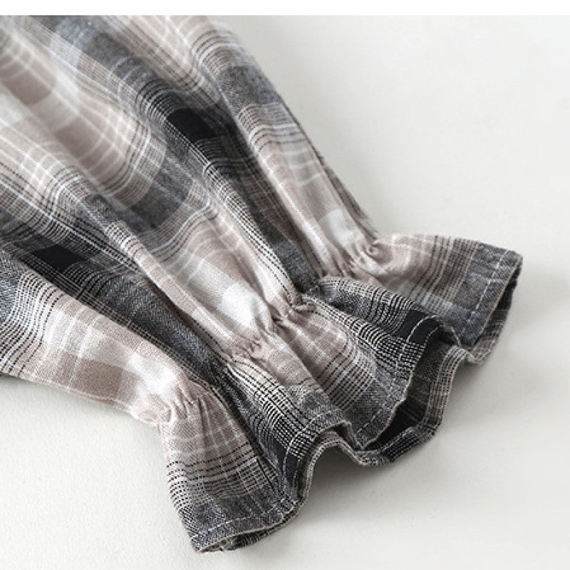 Girls Grey Checked Top With Skirt