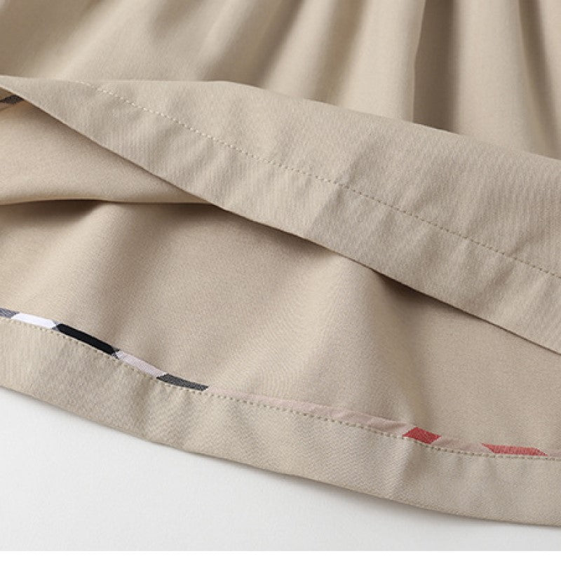 Girls Khaki Shirt Collar Fit and Flare Dress