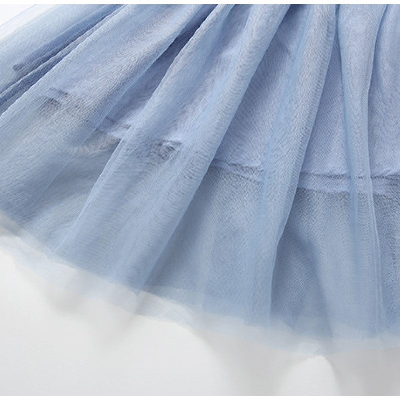 Girls Blue Pure Cotton Shirt With Skirt