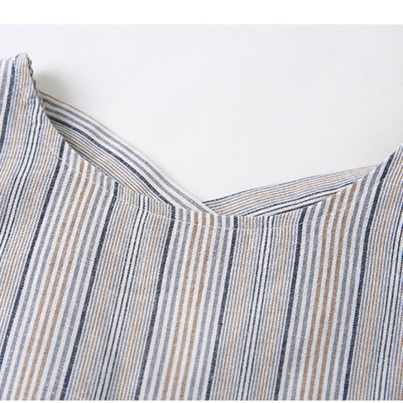 Girls Grey Striped Pure Cotton Top with Palazzos