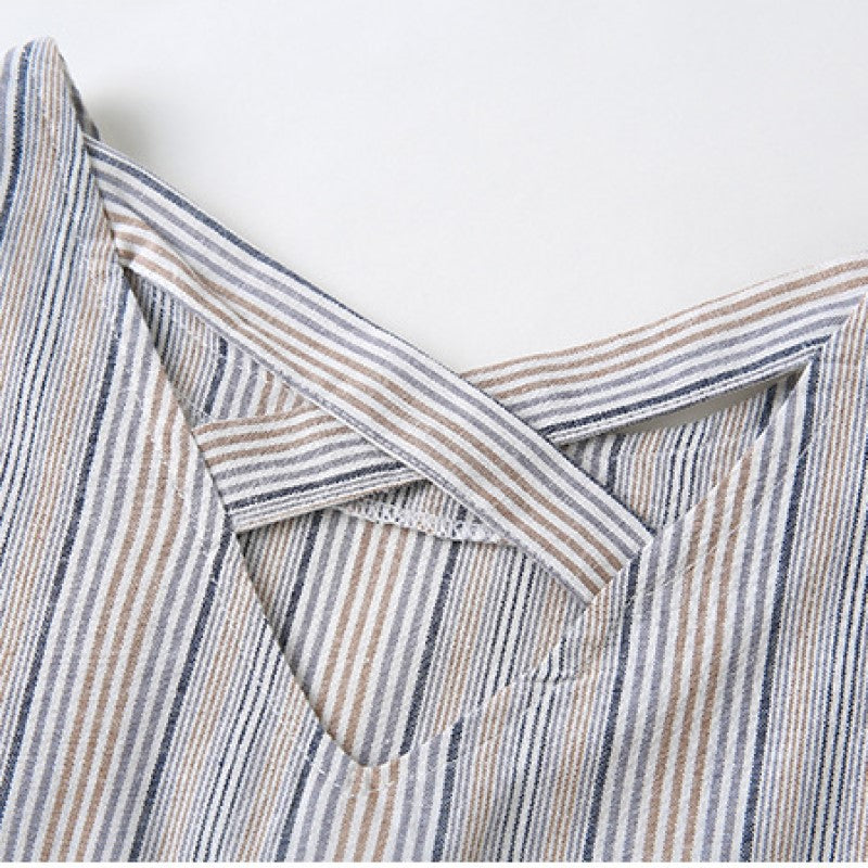 Girls Grey Striped Pure Cotton Top with Palazzos