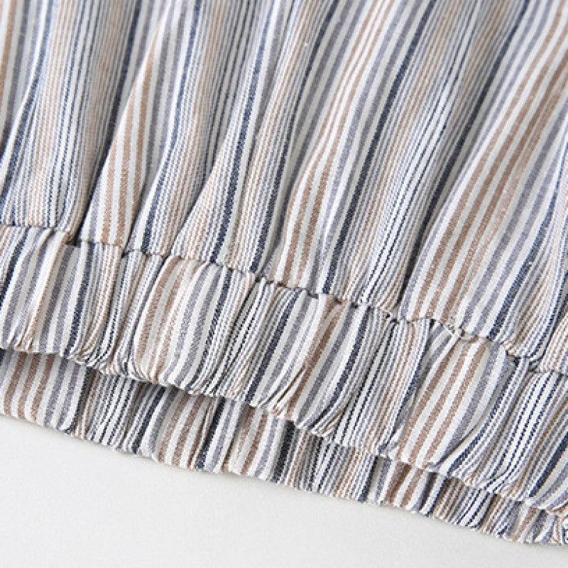 Girls Grey Striped Pure Cotton Top with Palazzos
