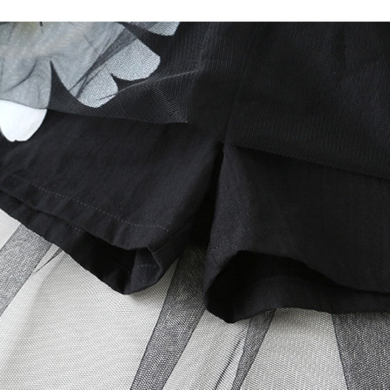 Girls Black Pure Cotton Sleeveless Top with Skirt