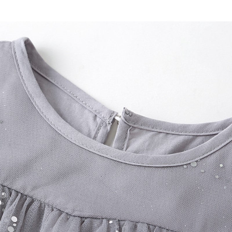 Girls Grey Embellished Fit & Flare Party Midi Dress