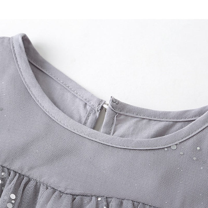 Girls Grey Embellished Fit & Flare Party Midi Dress