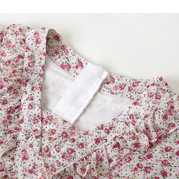 Pink Floral Printed Ruffled Cotton Fit & Flare Dress