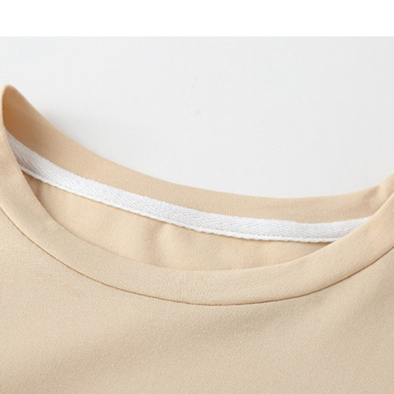 Girls Beige Checked Cotton T-shirt Dress