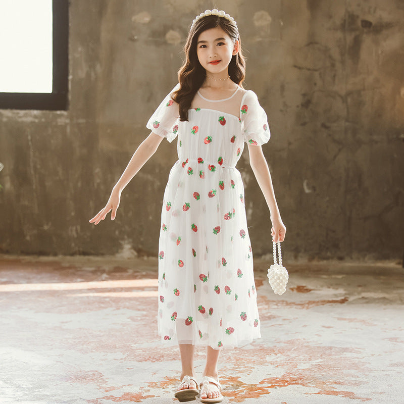 White Floral Printed Cotton Flared Fit & Flare Maxi Dress