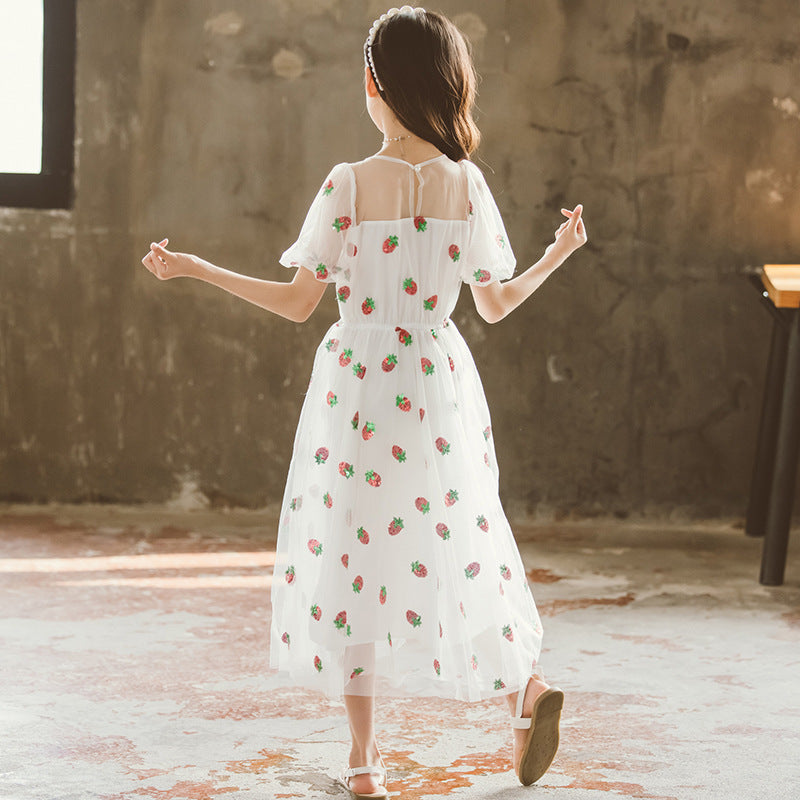 White Floral Printed Cotton Flared Fit & Flare Maxi Dress