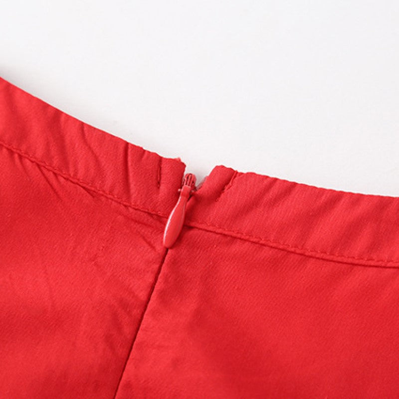 Girls Red Layered Ruffled Cotton Fit & Flare Midi Dress