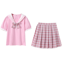 Girls Pink Pure Cotton Top with Skirt