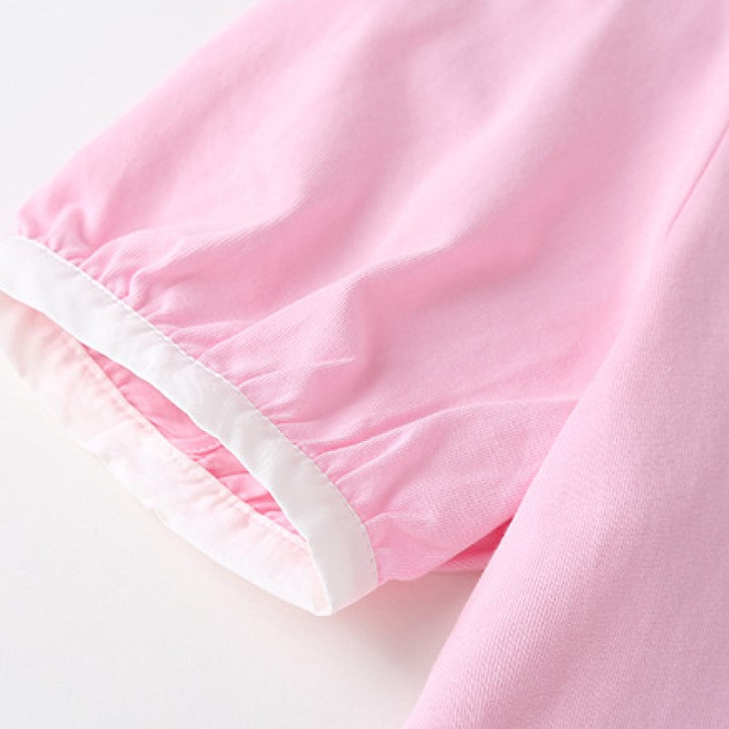 Girls Pink Pure Cotton Top with Skirt