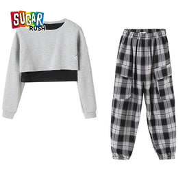 Girls Grey Round Neck Top With Pyjamas