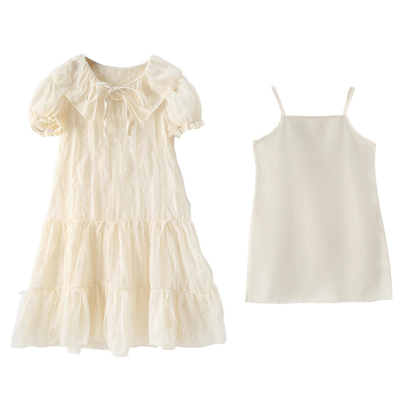 Girls Layered Knee Length A-Line Dress