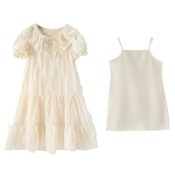 Girls Layered Knee Length A-Line Dress