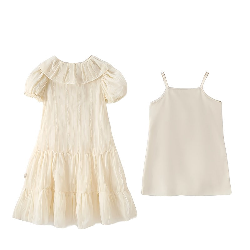 Girls Layered Knee Length A-Line Dress
