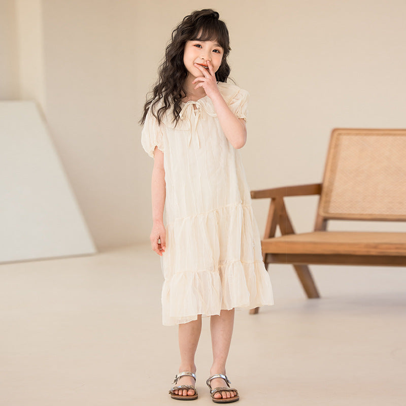 Girls Layered Knee Length A-Line Dress