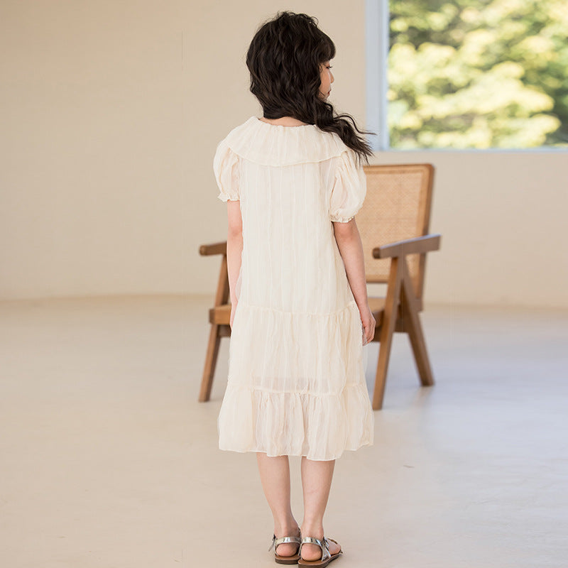 Girls Layered Knee Length A-Line Dress