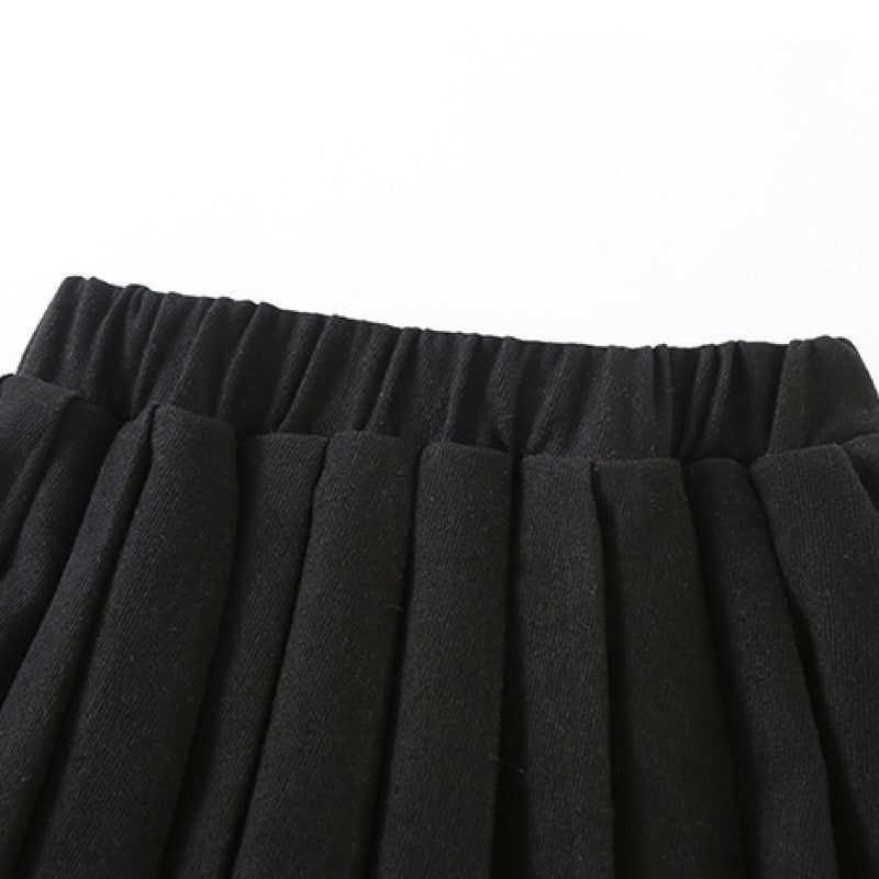 Girls Grey Colourblocked Cotton Top with Skirt