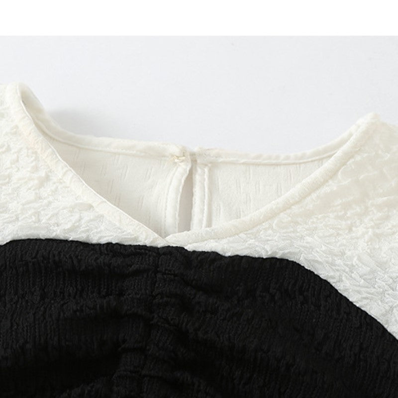 Girls Black Colourblocked Pure Cotton Top with Skirt