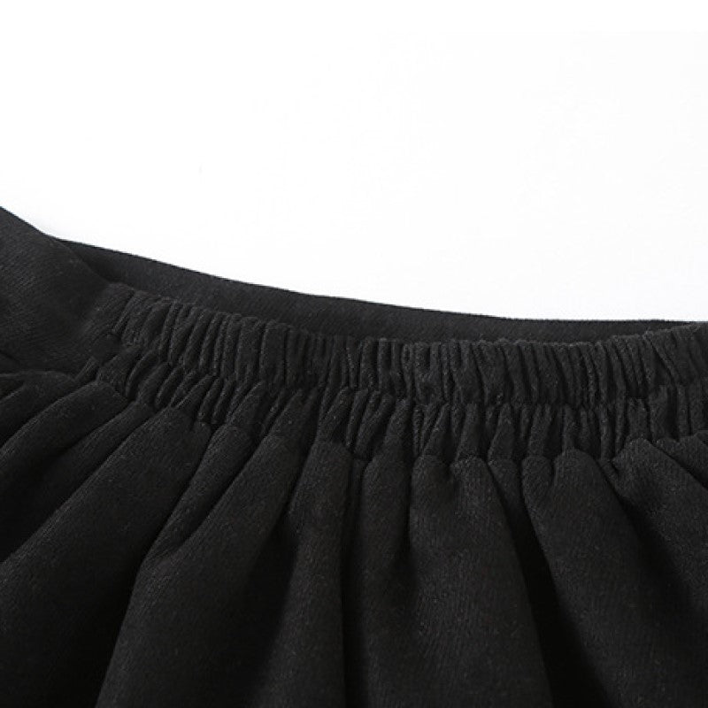 Girls Black Colourblocked Pure Cotton Top with Skirt