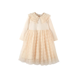 Girls Beige Fit & Flare Midi Dress