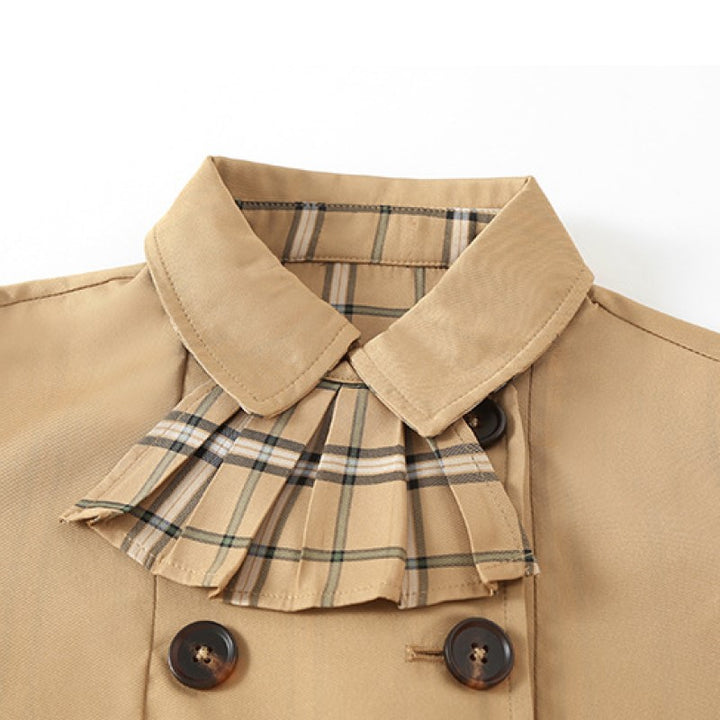 Girls Khaki Checked Shirt With Skirt