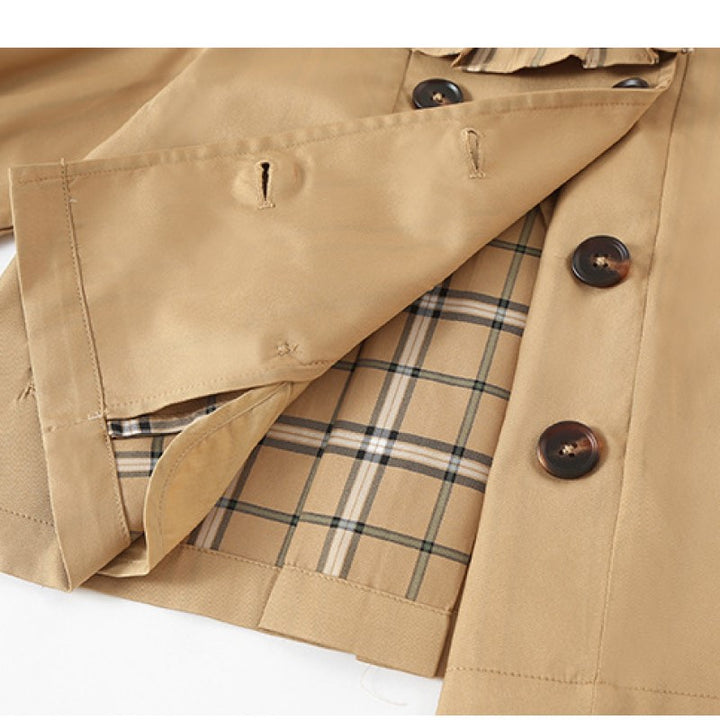 Girls Khaki Checked Shirt With Skirt