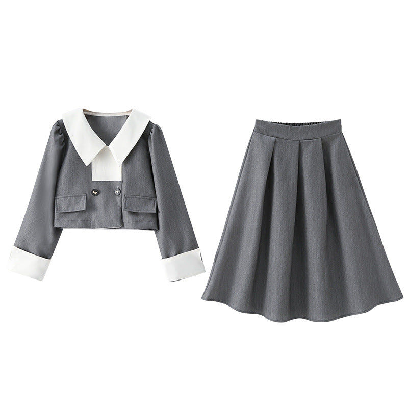 Girls Grey Pure Cotton Top with Skirt