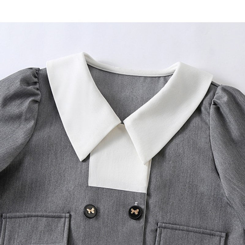 Girls Grey Pure Cotton Top with Skirt