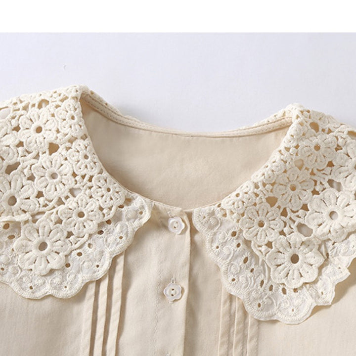Girls Khaki Lace Insert Pure Cotton Top with Skirt