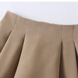 Girls Khaki Lace Insert Pure Cotton Top with Skirt