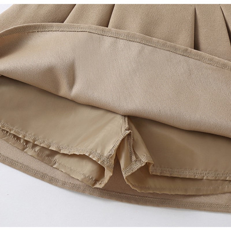 Girls Khaki Lace Insert Pure Cotton Top with Skirt