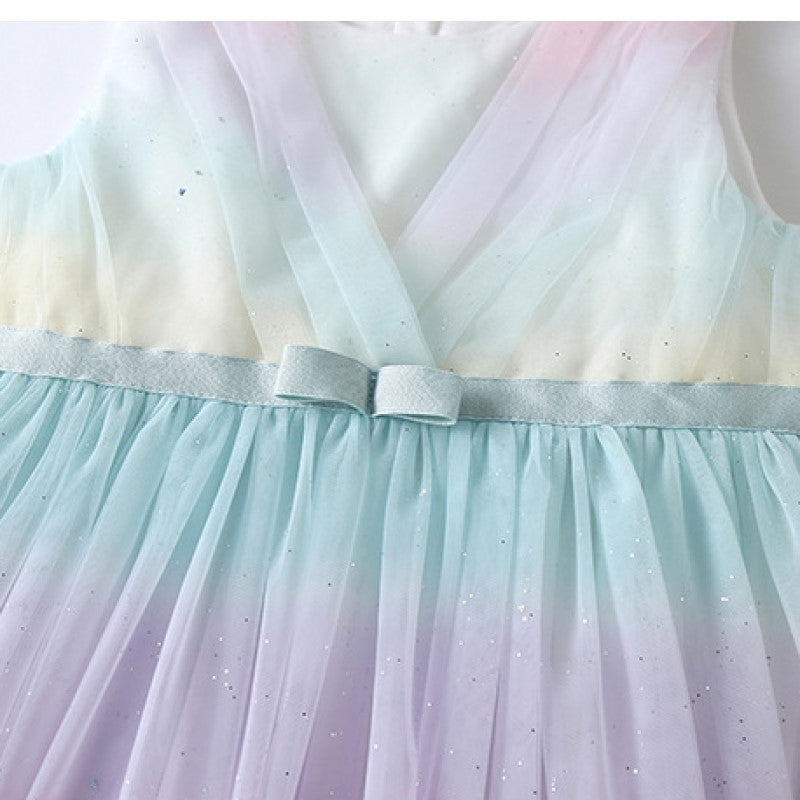 Girls White Colourblocked Cotton Fit and Flare Midi Dress
