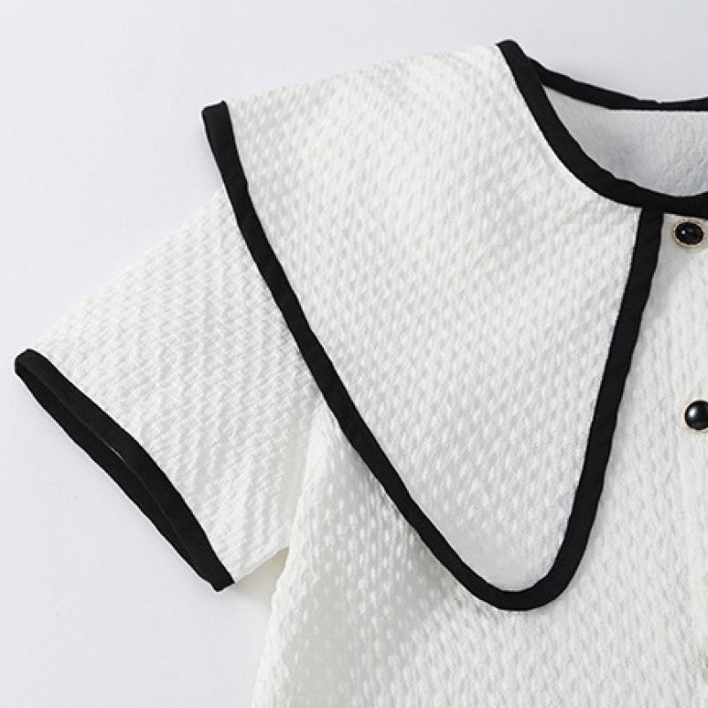 Girls White Fit & Flare Cotton Dress