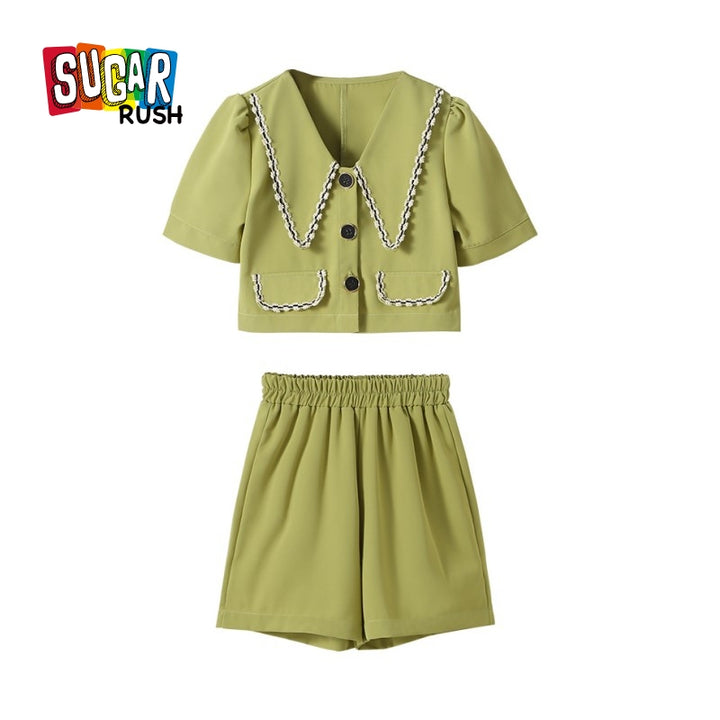 Girls Green Shirt with Shorts